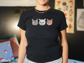 Cute Trio Cat Faces Baby Tee – Aesthetic Minimalist Cat Lover Tee
