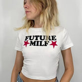 Adorable Baby Tee Crop Top - Perfect for Casual and Trendy Outfits Color White