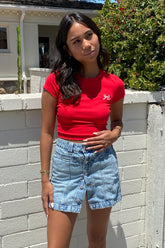 Red Baby Tee – Cute & Casual Fitted Crop Top