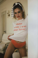 Damn, Wish I Was Your Lover” Baby Tee – Trendy & Bold Statement Top Color White
