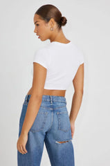 Trendy “Unemployed But Cute” Baby Crop Top – Color White