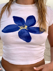 Floral Graphic Baby Tee – Chic & Trendy Crop Top