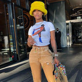 Chic Graphic Baby Tee Crop Top – Trendy & Stylish Streetwear Color White