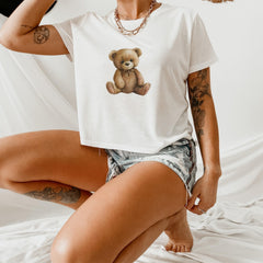 Vintage Teddy Bear Baby Tee – Cute & Cozy Graphic Crop Top