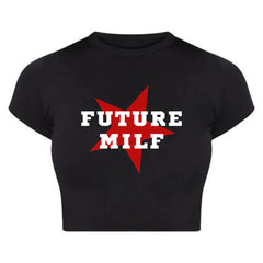 Bold “Future MILF” Baby Crop Top – Trendy & Confident Look