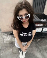 Bold Statement Baby Tee Crop Top – Edgy & Trendy Streetwear Color Black