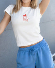 Vintage Matchbox Graphic Baby Tee – Minimalist Aesthetic Tee