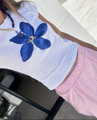 Floral Graphic Baby Tee – Chic & Trendy Crop Top