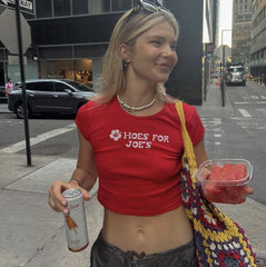 Hoes for Joe’s Red Baby Tee – Fun & Trendy Statement Crop Top