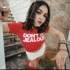 Don’t Be Jealous Red Baby Tee – Bold Statement Fitted Crop Top