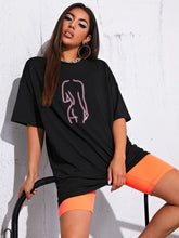 Black Oversized Tee with Neon Body Outline – Trendy Streetwear Aesthetic