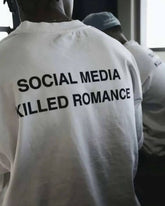 Unisex Oversized "Social Media Killed Romance" Graphic T-Shirt – White