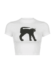 Black Cat Baby Tee | Crop Top