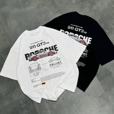 Porsche 911 GT3 RS Oversized Black T-Shirt – Supercar Blueprint Graphic Tee | Unisex