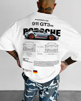 Porsche 911 GT3 RS Oversized Unisex T-Shirt – 180 GSM Premium Cotton | White