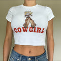 “Cow Girl” Baby Tee Crop Top Color White