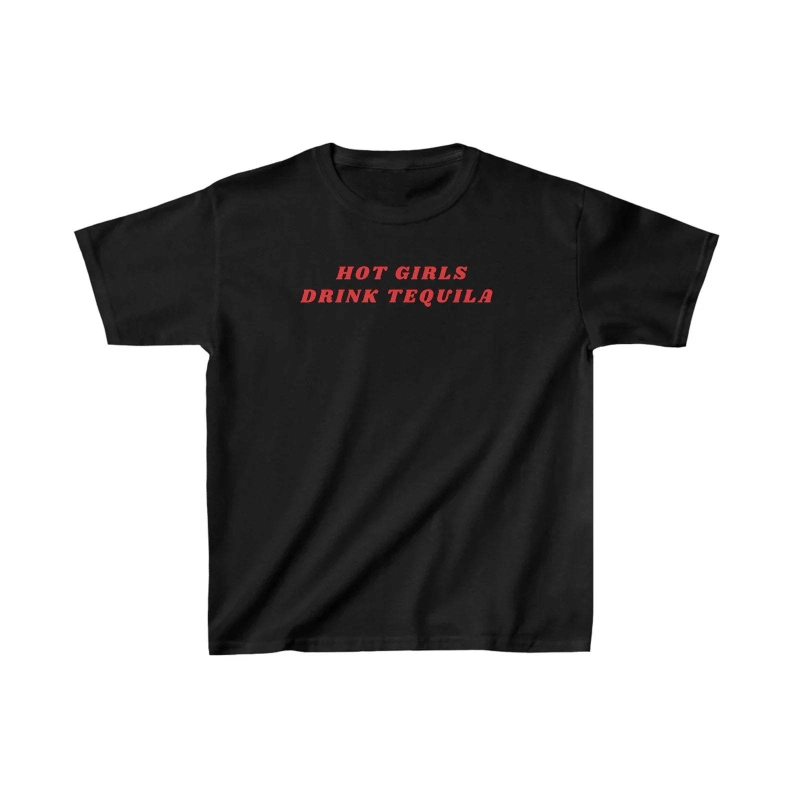 Trendy “Hot Girls Drink Tequila” Baby Tee – Color Black