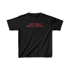 Trendy “Hot Girls Drink Tequila” Baby Tee – Color Black