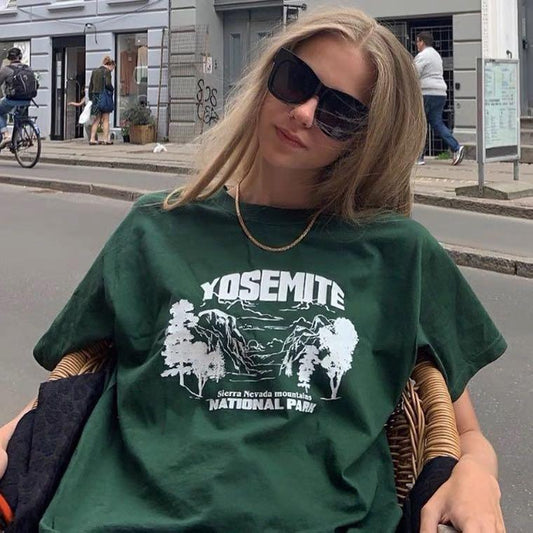 Forest Green Yosemite Oversized T-Shirt – National Park Graphic Tee