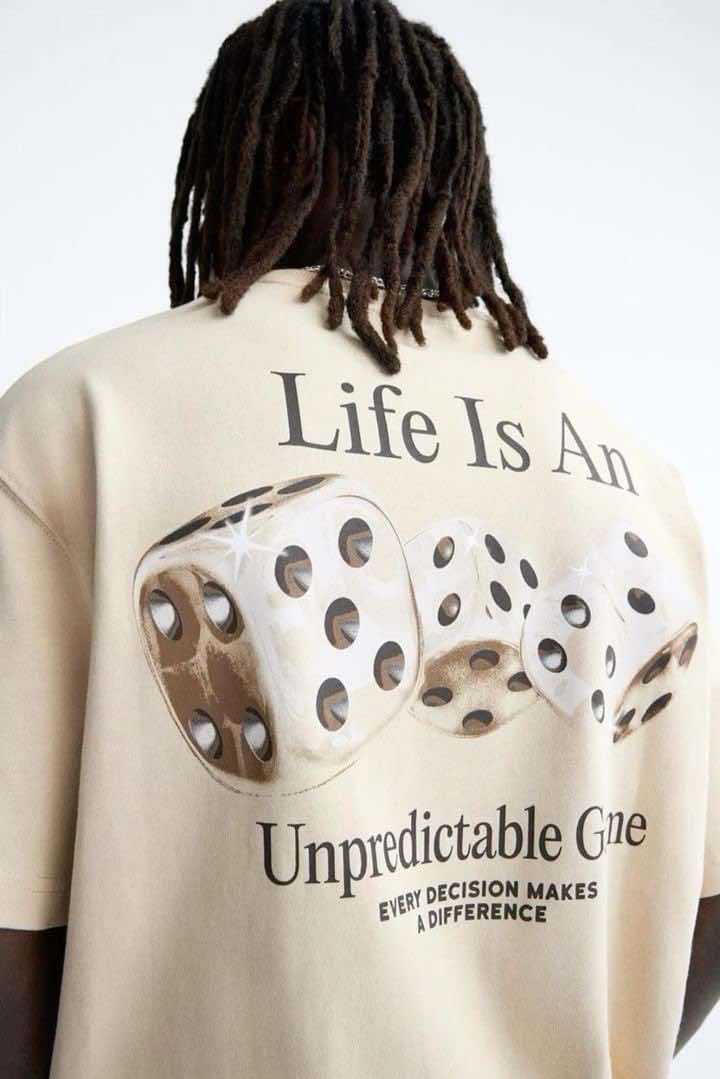Life Is an Unpredictable Game Oversized T-Shirt – Dice Graphic Tee