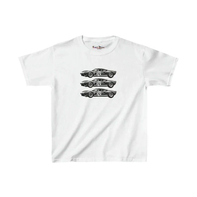 Vintage Race Car Graphic Baby Tee – Stylish Crop Top Color white