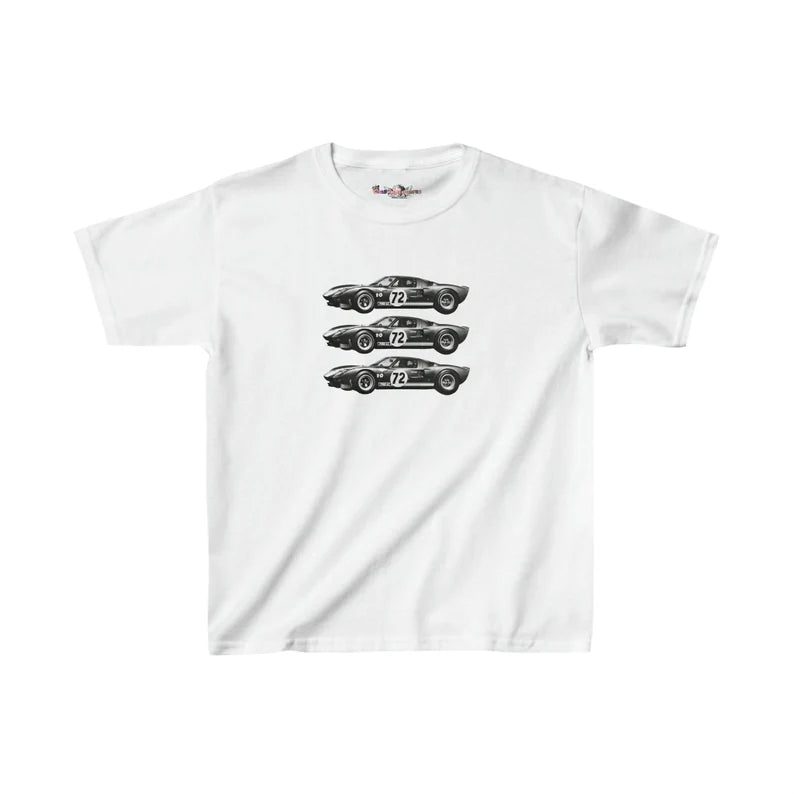 Vintage Race Car Graphic Baby Tee – Stylish Crop Top Color white