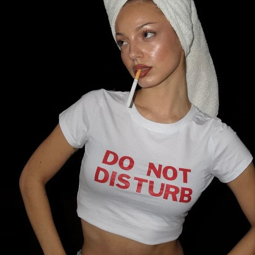 DO NOT DISTURB”  Baby Crop Top – Bold & Comfy Tee