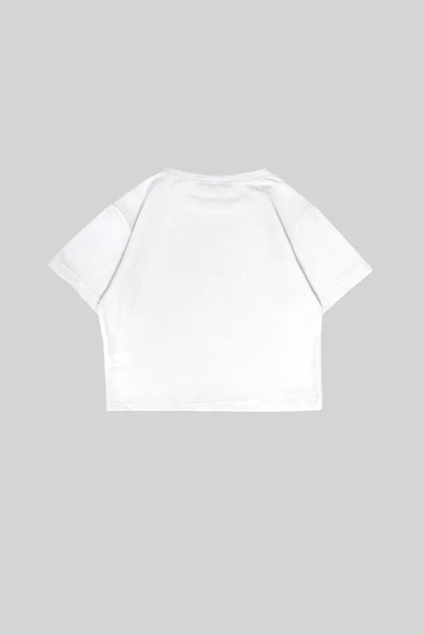 Cute But Cries a Lot" Baby Tee Crop Top - Fun and Playful Design Color White
