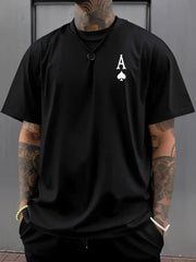Men's Oversized Ace of Spades Graphic T-Shirt – Black Streetwear Tee