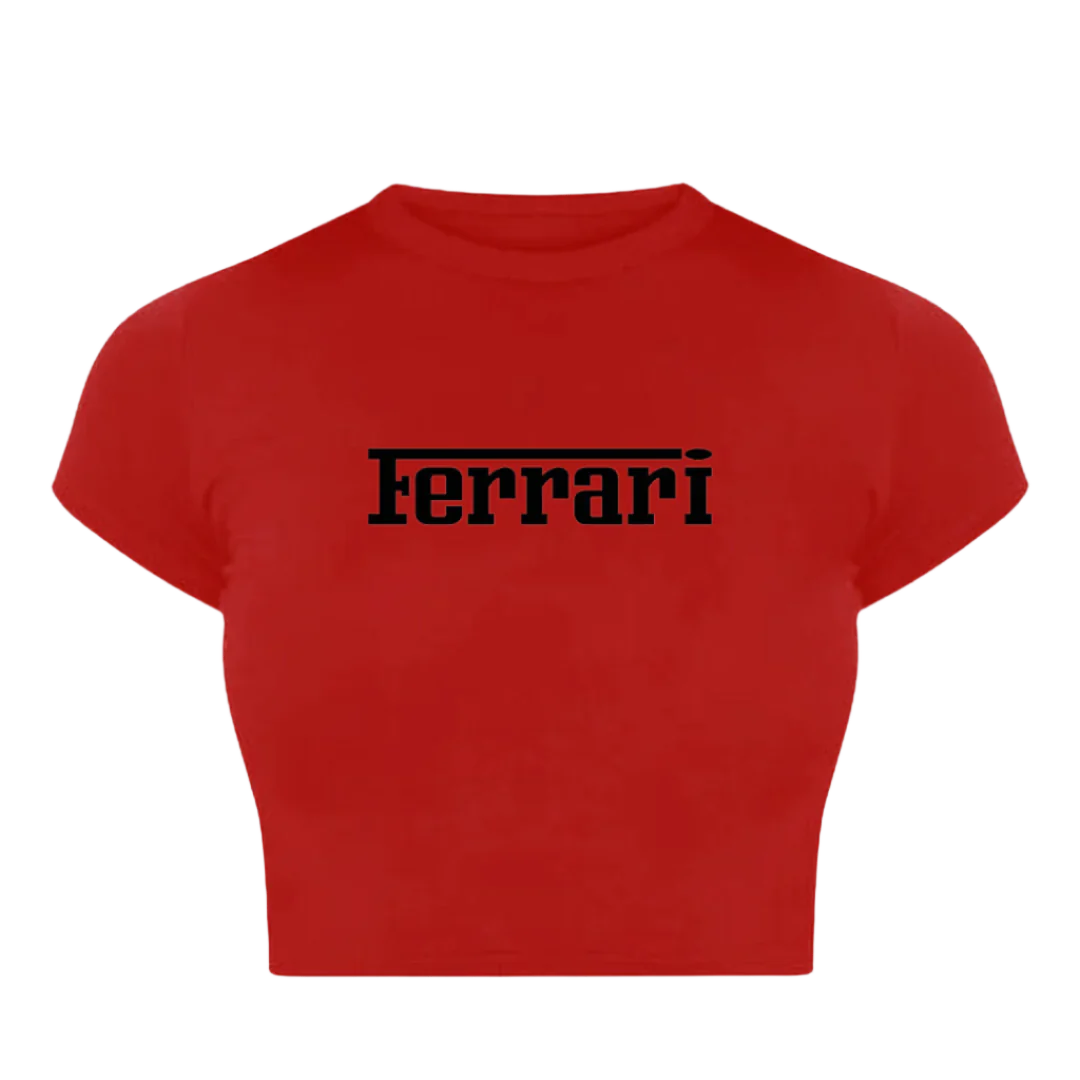 Red Ferrari-Inspired Baby Tee – Trendy & Chic