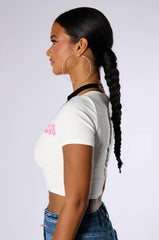 Anything You Can Do, I Can Do Better" Baby Tee Crop Top Color White