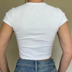 Adorable Baby Tee Crop Top - Perfect for Casual and Trendy Outfits Color White