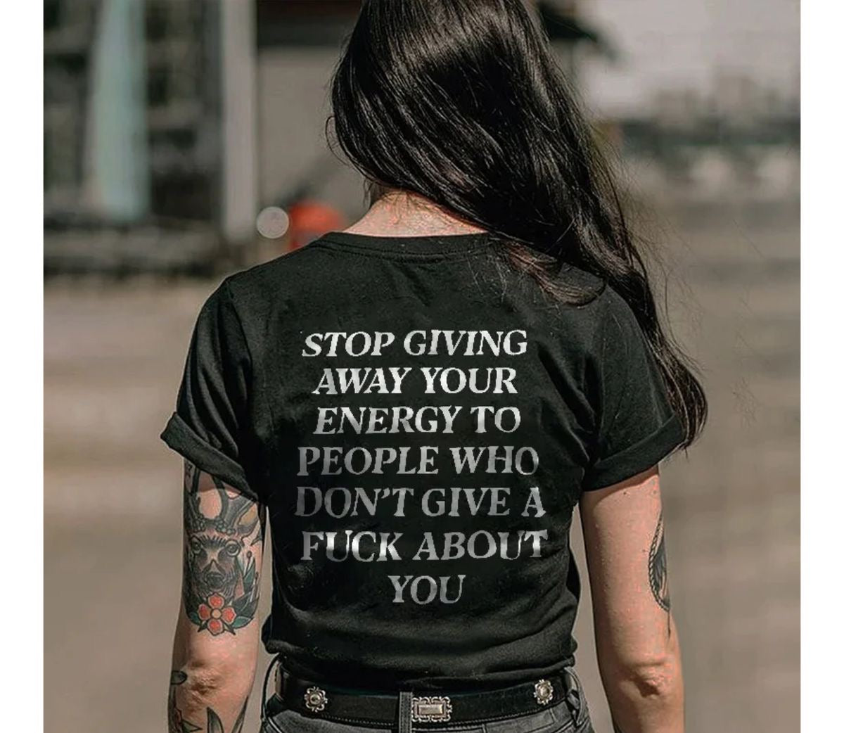 “Stop Giving Away Your Energy” Oversized Statement T-Shirt