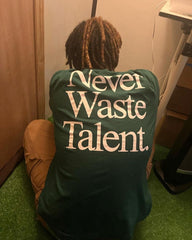 Oversized Green T-Shirt – “Never Waste Talent” Inspirational Streetwear