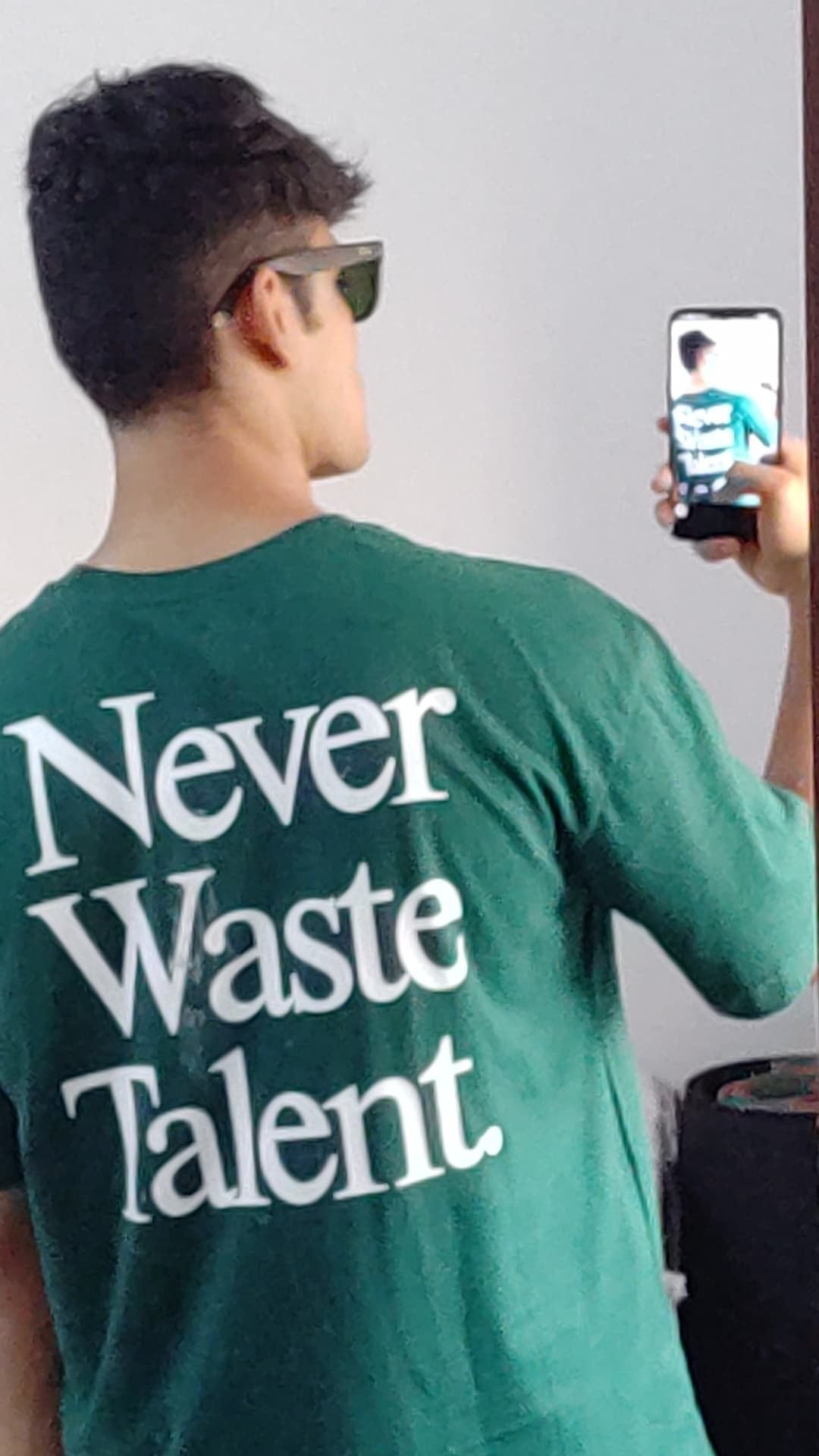 Oversized Green T-Shirt – “Never Waste Talent” Inspirational Streetwear
