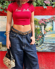 Ciao Bella Red Baby Tee – Stylish Italian-Inspired