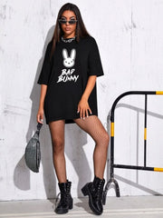 Black Oversized Bad Bunny Tee – Trendy Graphic T-Shirt for Streetwear Lovers