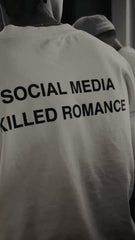 Unisex Oversized "Social Media Killed Romance" Graphic T-Shirt – White