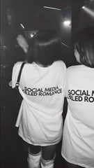 Oversized "Social Media Killed Romance" Graphic T-Shirt for Women – White